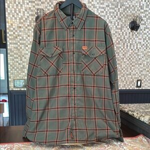 DIXXON Green and Orange SIEGE MENS FLANNEL 2xl euc